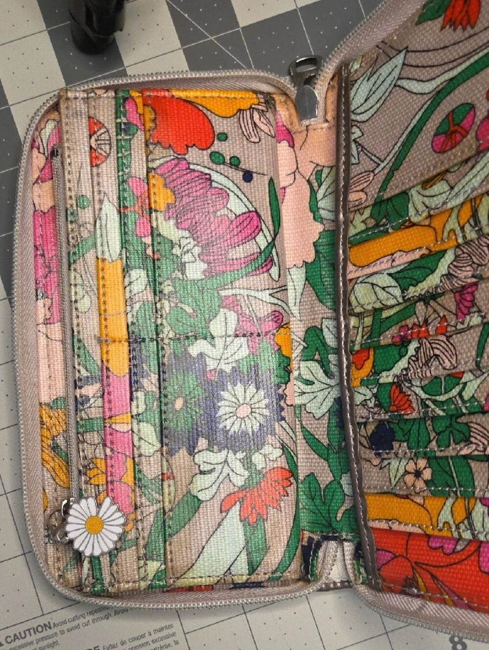 Sakroots Floral Zip Wallet in Yellow Pink Green Orange